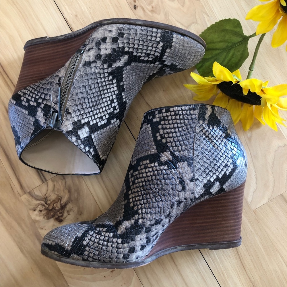 1. State Wedge Bootie in Snake Pattern Size 7